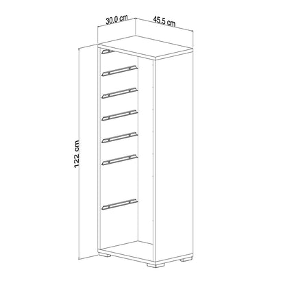 Chest Of Drawers Sani Hm18213.01 Melamine In White-7 White P.e. Drawers 45,5x30x122hcm.