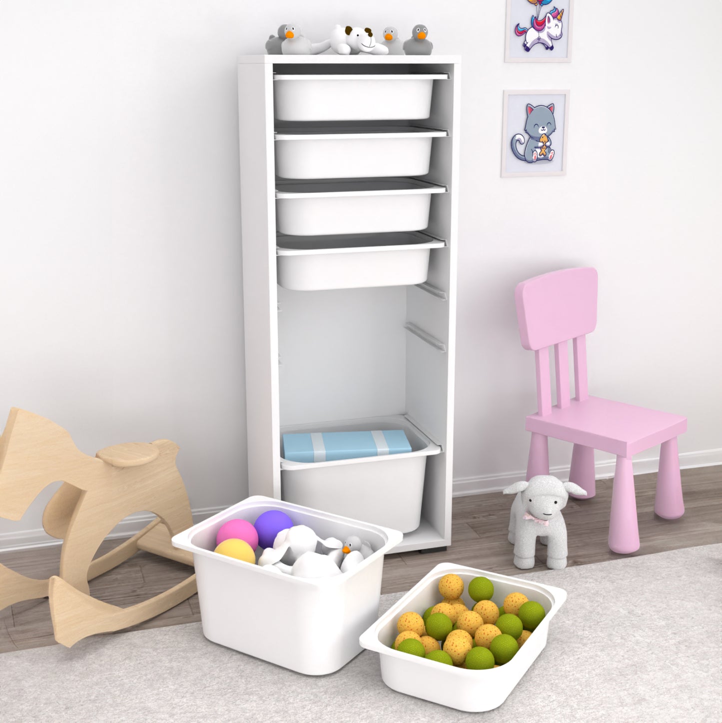 Chest Of Drawers Sani Hm18213.01 Melamine In White-7 White P.e. Drawers 45,5x30x122hcm.