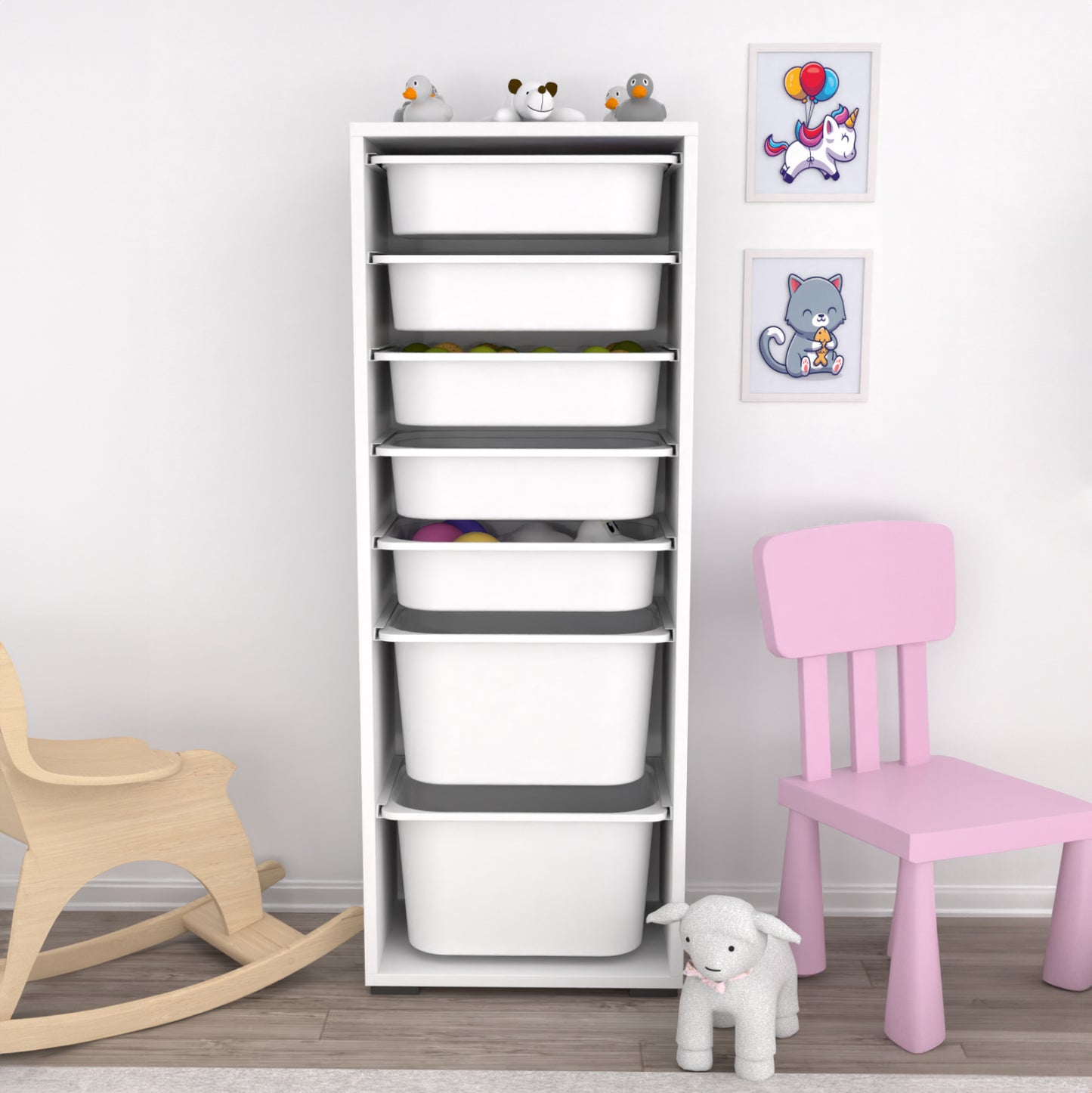 Chest Of Drawers Sani Hm18213.01 Melamine In White-7 White P.e. Drawers 45,5x30x122hcm.
