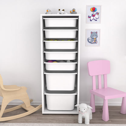Chest Of Drawers Sani Hm18213.01 Melamine In White-7 White P.e. Drawers 45,5x30x122hcm.