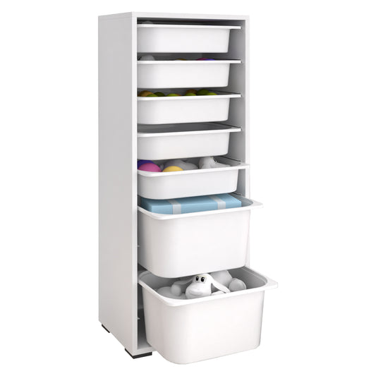 Chest Of Drawers Sani Hm18213.01 Melamine In White-7 White P.e. Drawers 45,5x30x122hcm.