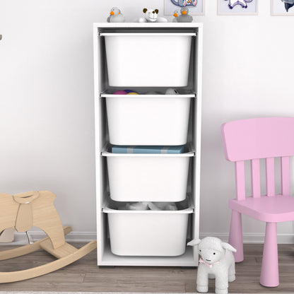 Chest Of Drawers Sani Hm18216.01 Melamine In White-4 White P.e. Drawers 45,5x30x109hcm.