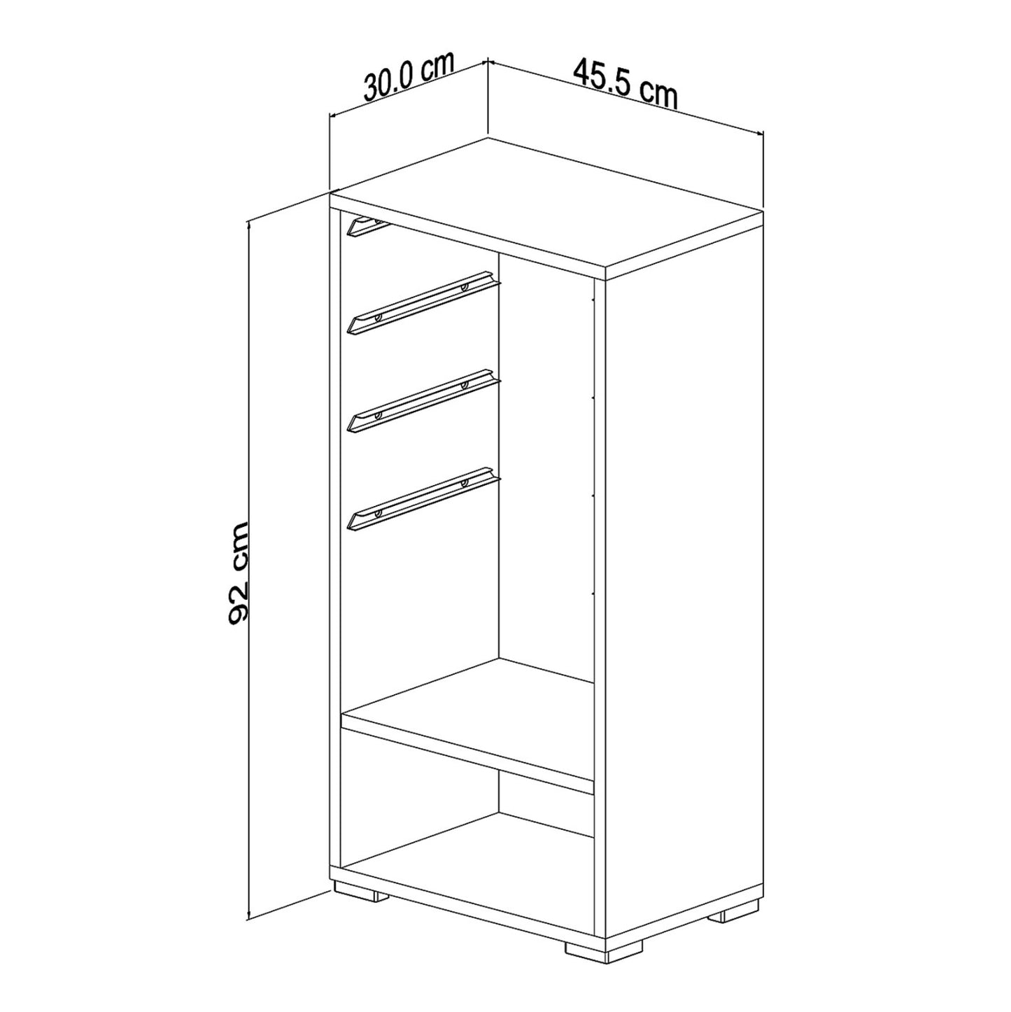 Chest Of Drawers Sani Hm18217.01 Melamine In White-4 White Drawers-shelf 45x30x90hcm.