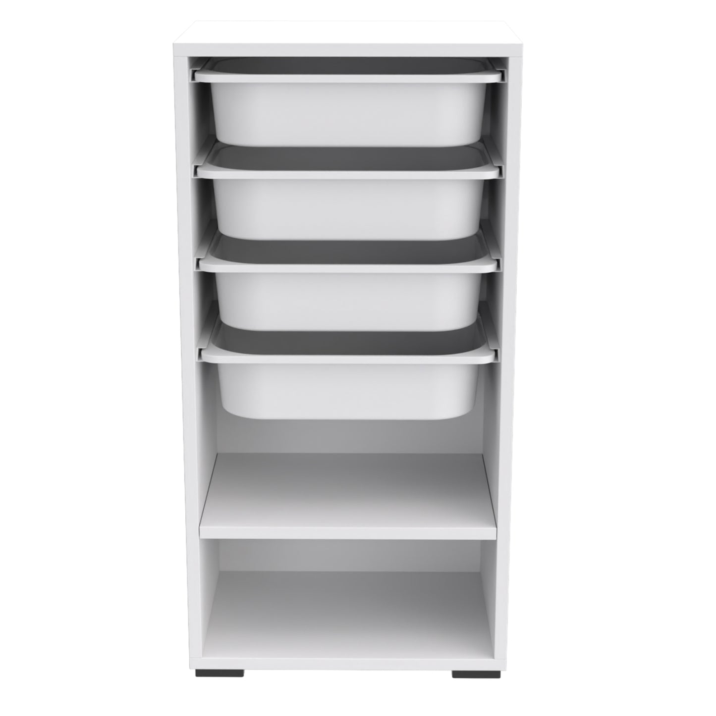 Chest Of Drawers Sani Hm18217.01 Melamine In White-4 White Drawers-shelf 45x30x90hcm.