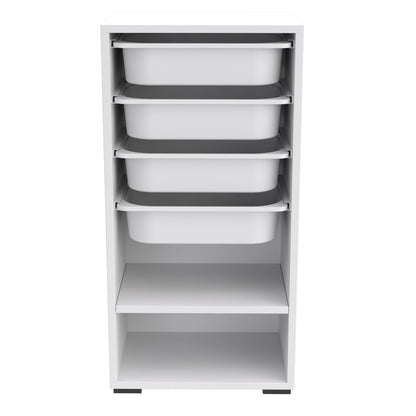 Chest Of Drawers Sani Hm18217.01 Melamine In White-4 White Drawers-shelf 45x30x90hcm.