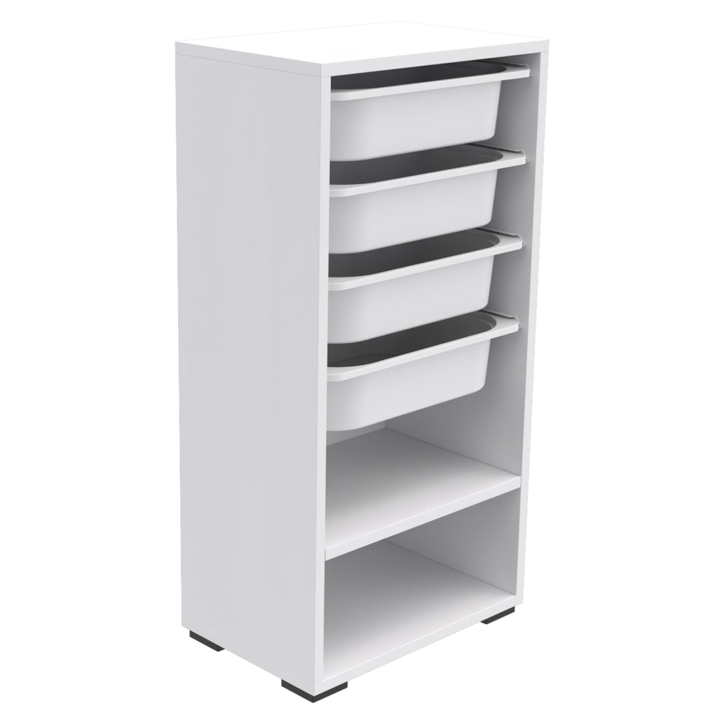 Chest Of Drawers Sani Hm18217.01 Melamine In White-4 White Drawers-shelf 45x30x90hcm.