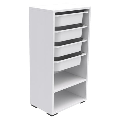 Chest Of Drawers Sani Hm18217.01 Melamine In White-4 White Drawers-shelf 45x30x90hcm.
