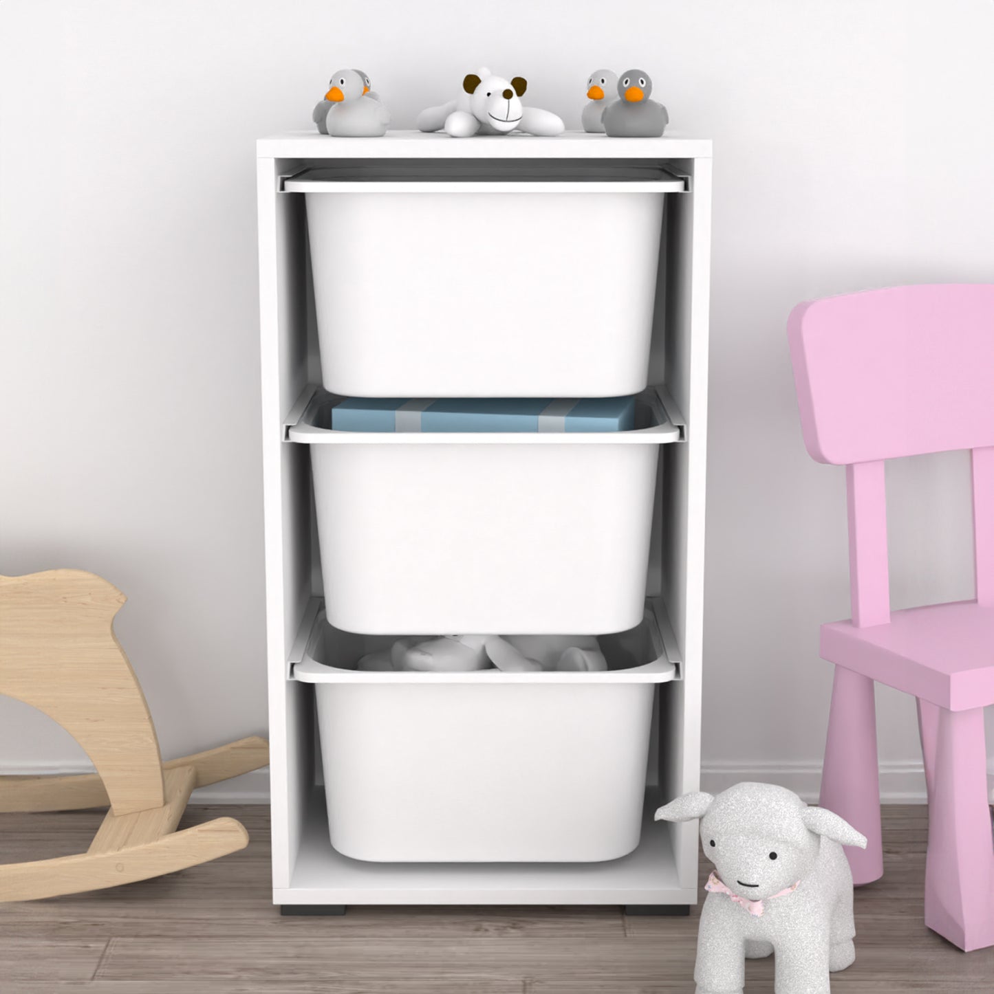 Chest Of Drawers Sani Hm18218.01 Melamine In White-white P.e. Drawers 45,5x30x83hcm.