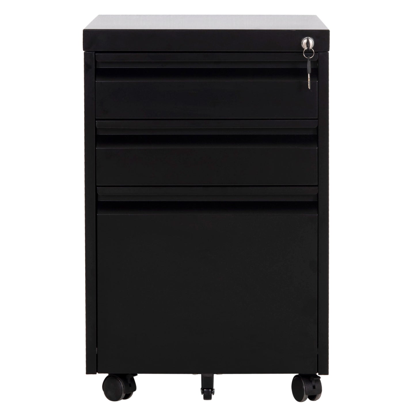 Office Chest Of Drawers Sider Hm6635.01 Metal In Black--3 Drawers With Lock 39x50x61hcm.