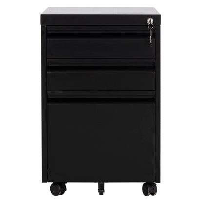 Office Chest Of Drawers Sider Hm6635.01 Metal In Black--3 Drawers With Lock 39x50x61hcm.