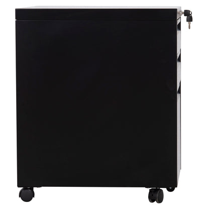 Office Chest Of Drawers Sider Hm6635.01 Metal In Black--3 Drawers With Lock 39x50x61hcm.