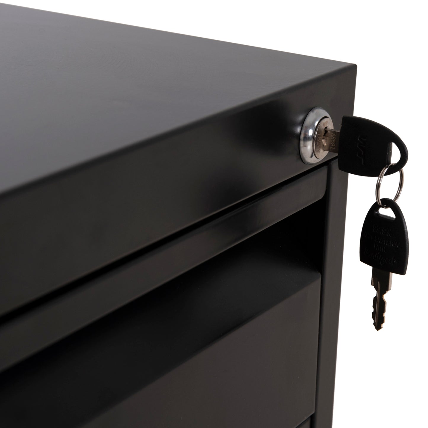 Office Chest Of Drawers Sider Hm6635.01 Metal In Black--3 Drawers With Lock 39x50x61hcm.