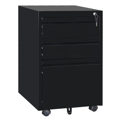 Office Chest Of Drawers Sider Hm6635.01 Metal In Black--3 Drawers With Lock 39x50x60hcm.