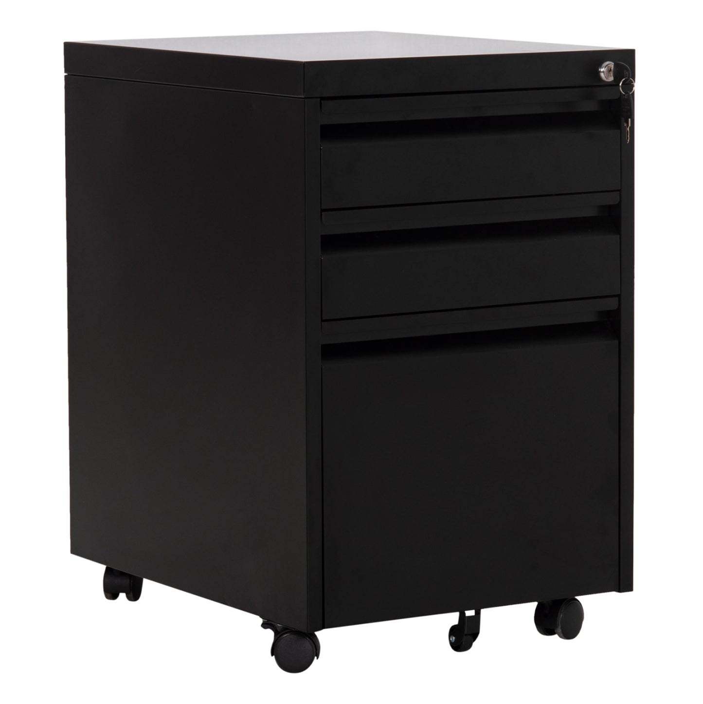 Office Chest Of Drawers Sider Hm6635.01 Metal In Black--3 Drawers With Lock 39x50x61hcm.