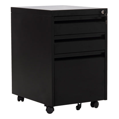 Office Chest Of Drawers Sider Hm6635.01 Metal In Black--3 Drawers With Lock 39x50x61hcm.