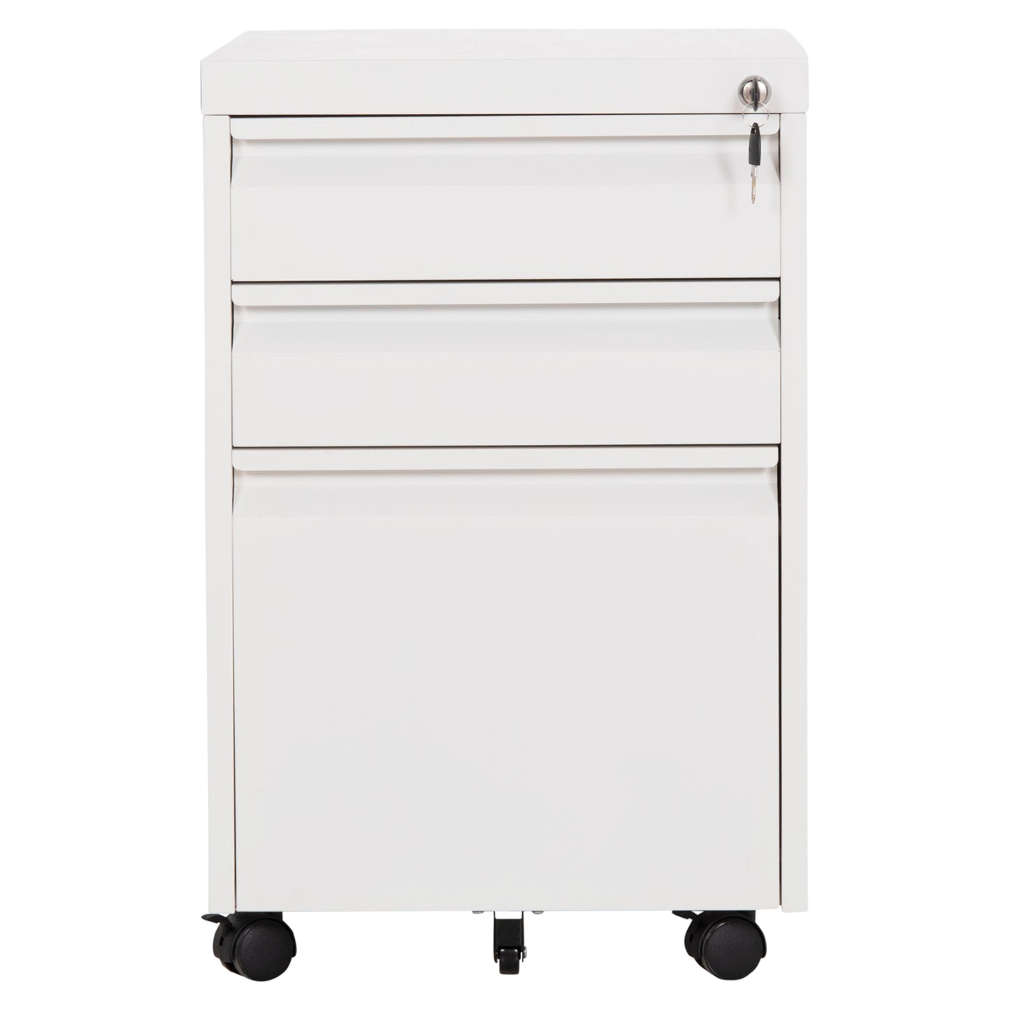Office Chest Of Drawers Sider Hm6635.02 Metal In White--3 Drawers With Lock 39x50x61hcm.