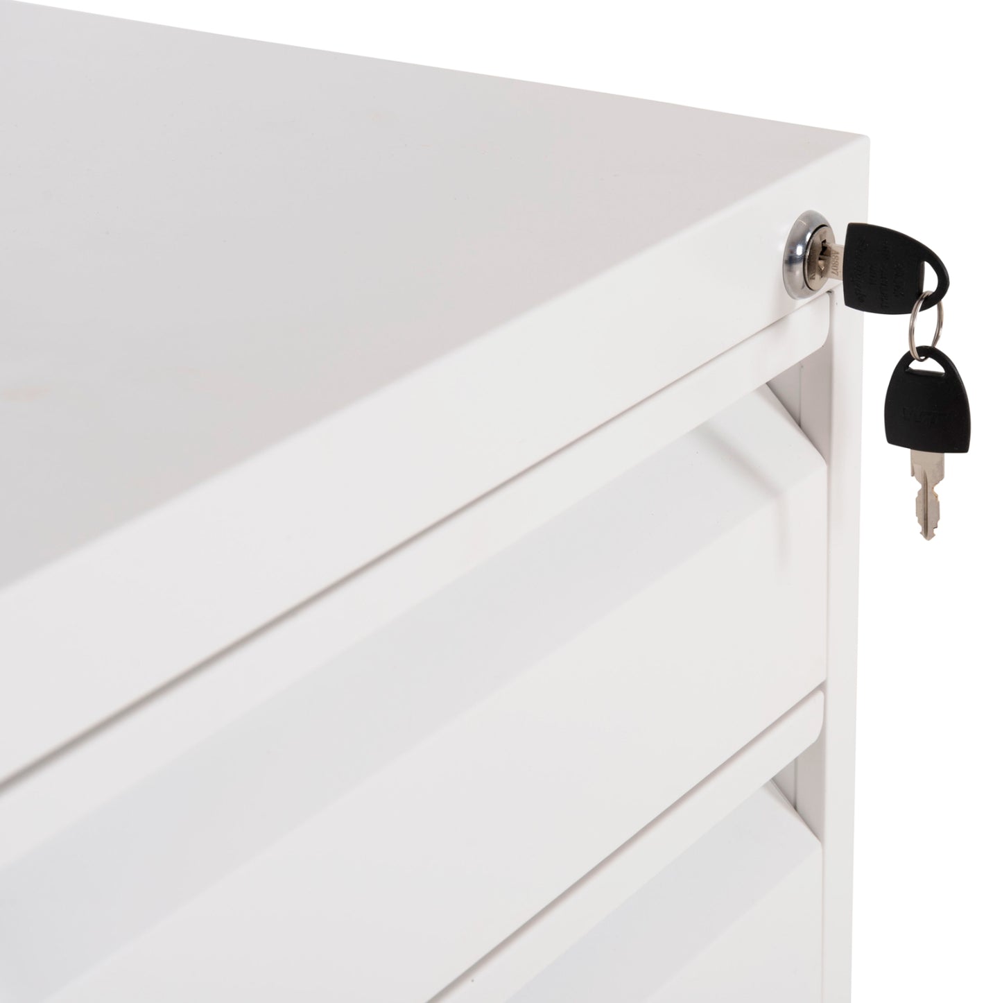 Office Chest Of Drawers Sider Hm6635.02 Metal In White--3 Drawers With Lock 39x50x61hcm.
