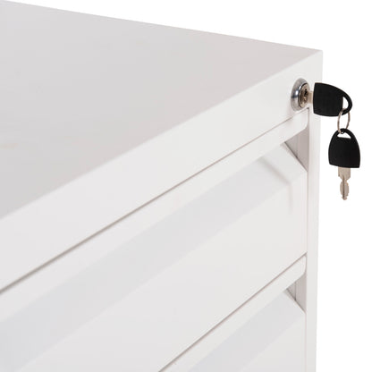 Office Chest Of Drawers Sider Hm6635.02 Metal In White--3 Drawers With Lock 39x50x61hcm.