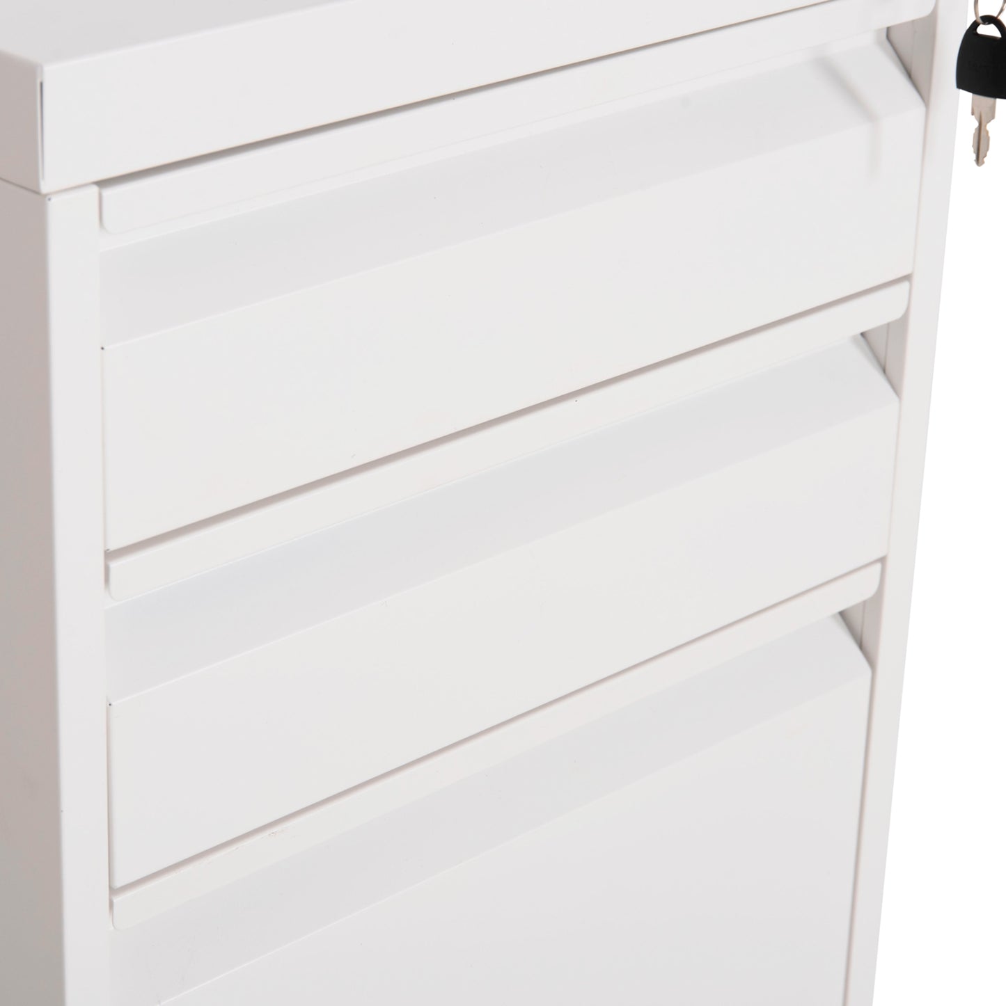 Office Chest Of Drawers Sider Hm6635.02 Metal In White--3 Drawers With Lock 39x50x61hcm.