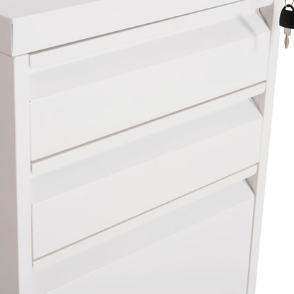 Office Chest Of Drawers Sider Hm6635.02 Metal In White--3 Drawers With Lock 39x50x61hcm.