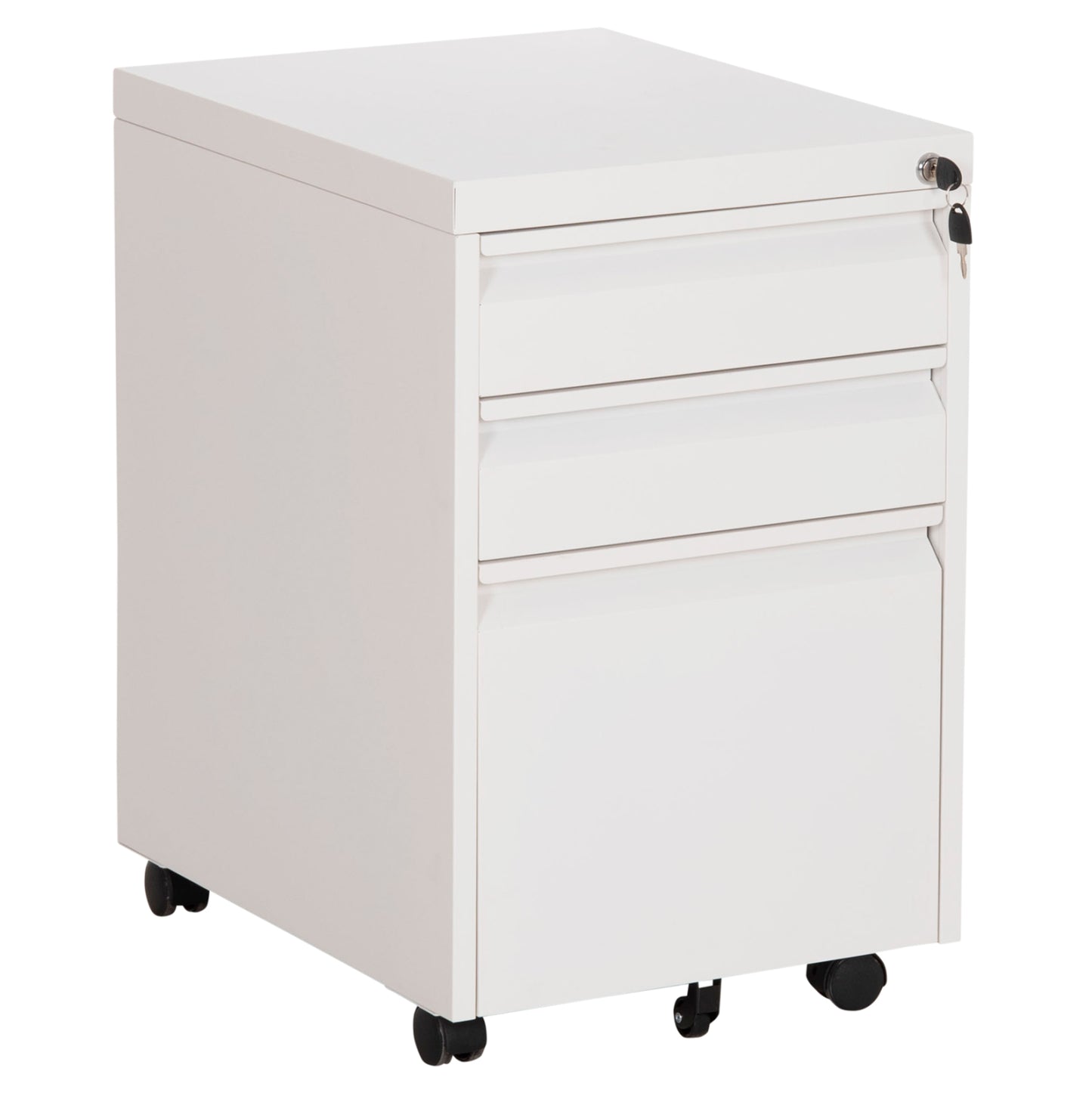 Office Chest Of Drawers Sider Hm6635.02 Metal In White--3 Drawers With Lock 39x50x61hcm.