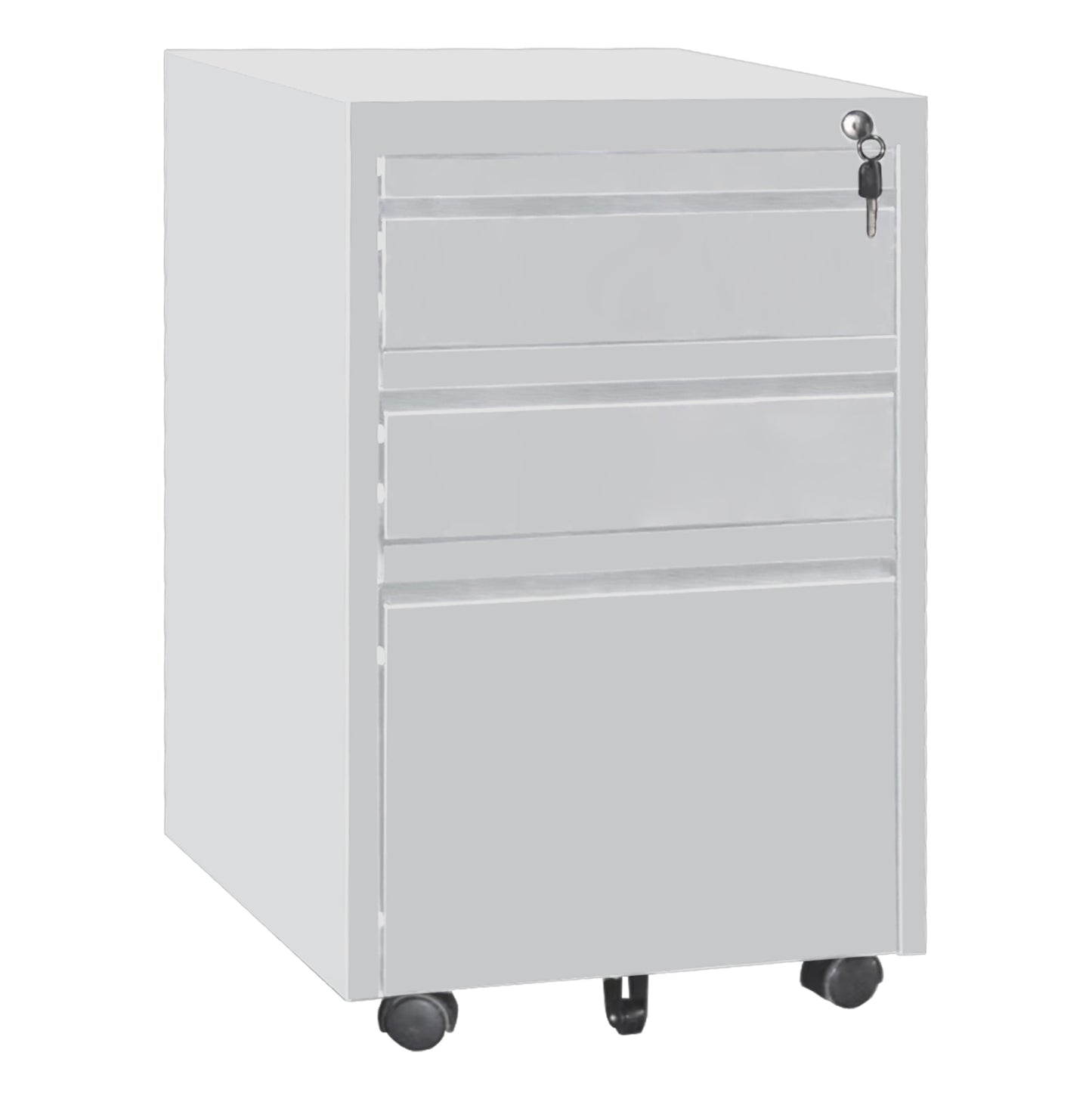 Office Chest Of Drawers Sider Hm6635.02 Metal In White--3 Drawers With Lock 39x50x60hcm.