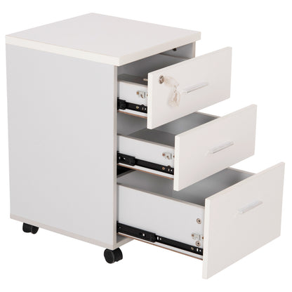 Office Drawers With Key Lock Vance Hm2159 White Melamine--wheels 39x40x60hcm.