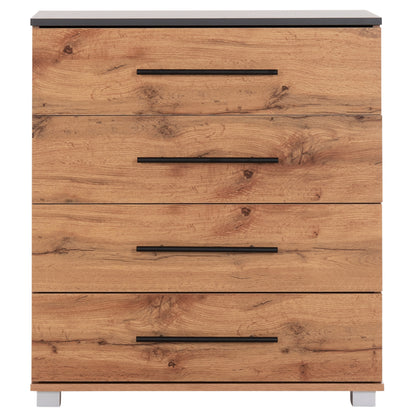 Chest Of (4) Drawers Carys Hm745.12 Melamine In Natural/grey 75x40x83hcm.