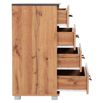 Chest Of (4) Drawers Carys Hm745.12 Melamine In Natural/grey 75x40x83hcm.