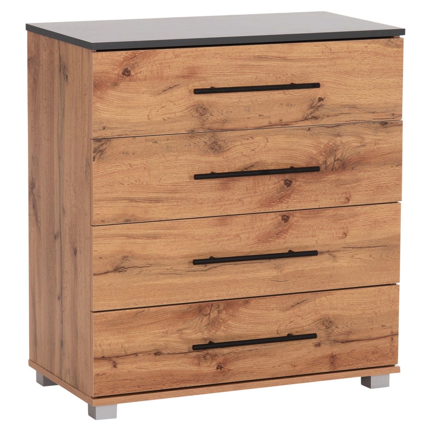 Chest Of (4) Drawers Carys Hm745.12 Melamine In Natural/grey 75x40x83hcm.