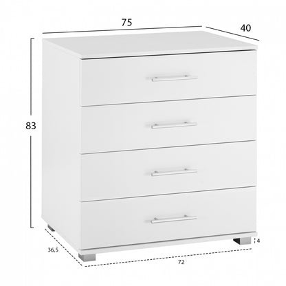 Drawer From Melamine Hm2204.05 With 4 Drawers White 75x40x83cm