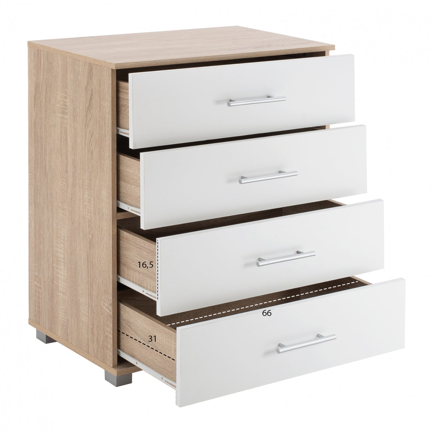 Drawer From Melamine Hm2204.06 With 4 Drawers Sonama-white 75x40x83cm