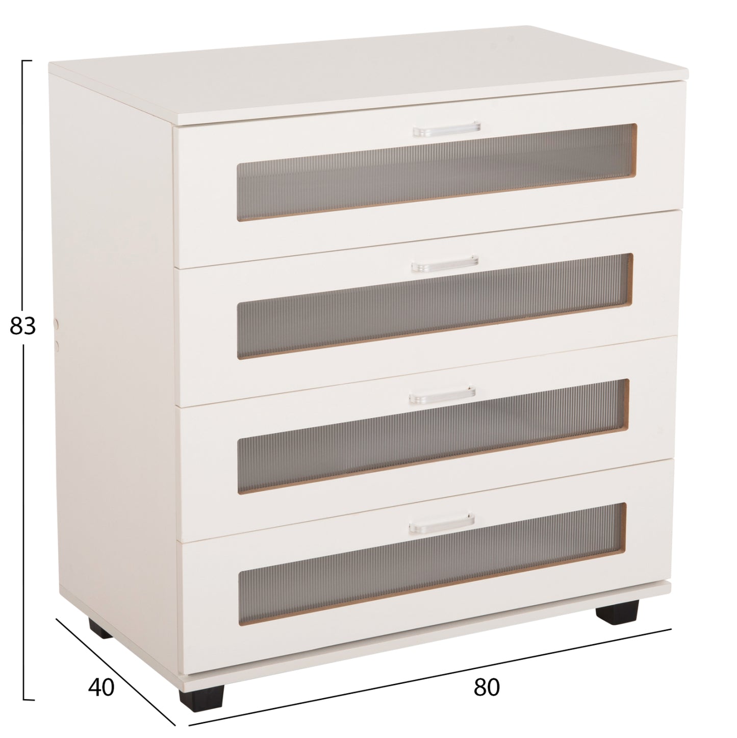 Chest Of Drawers Thorgan Hm9880.03 Melamine In White-4 Drawers 80Χ40Χ83hcm.