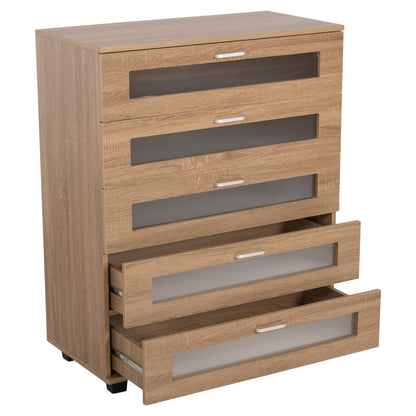 Chest Of Drawers Thorgan Hm9881.01 Melamine In Sonama-5 Drawers 80Χ40Χ100hcm.