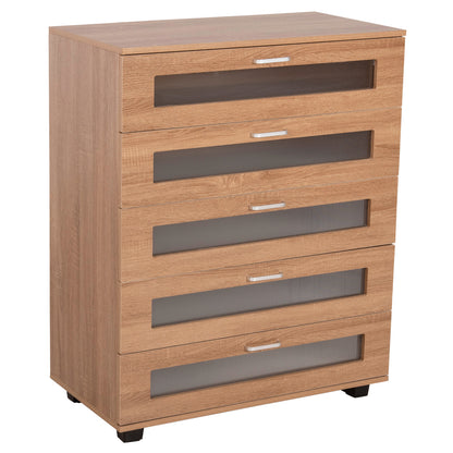 Chest Of Drawers Thorgan Hm9881.01 Melamine In Sonama-5 Drawers 80Χ40Χ100hcm.