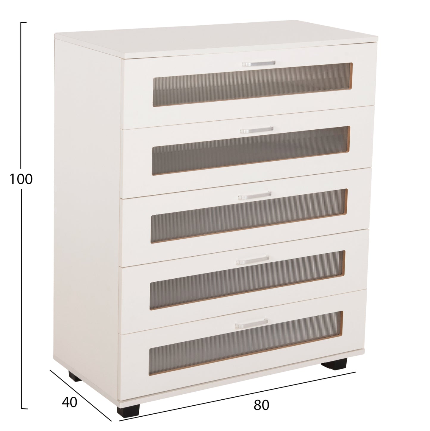 Chest Of Drawers Thorgan Hm9881.03 Melamine In White-5 Drawers 80Χ40Χ100hcm.
