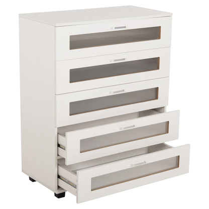 Chest Of Drawers Thorgan Hm9881.03 Melamine In White-5 Drawers 80Χ40Χ100hcm.