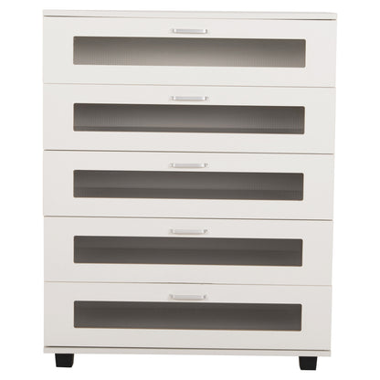 Chest Of Drawers Thorgan Hm9881.03 Melamine In White-5 Drawers 80Χ40Χ100hcm.
