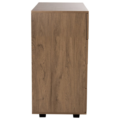 Chest Of Drawers Thorg Hm8996.05 4-drawer Melamine In Natural Wood 80x40x83hcm.