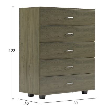 Chest Of Drawers Thorg Hm8995.05 5-drawer -melamine In Dark Olive 80Χ40Χ100hcm.