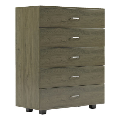Chest Of Drawers Thorg Hm8995.05 5-drawer -melamine In Dark Olive 80Χ40Χ100hcm.