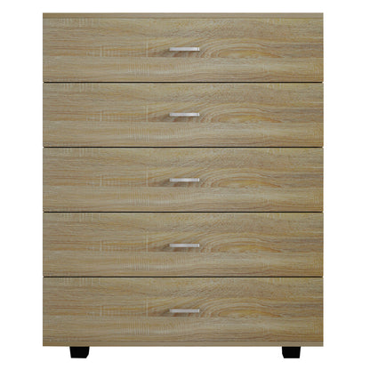 Melamine Dresser Thorg Hm8995.01 With 5 Drawers In Sonama 80Χ40Χ100h Cm.