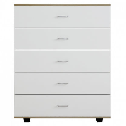 Melamine Dresser Thorg Hm8995.04 With 5 Drawers Sonama-white 80Χ40Χ100h Cm.