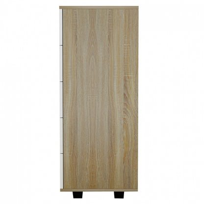 Melamine Dresser Thorg Hm8995.04 With 5 Drawers Sonama-white 80Χ40Χ100h Cm.