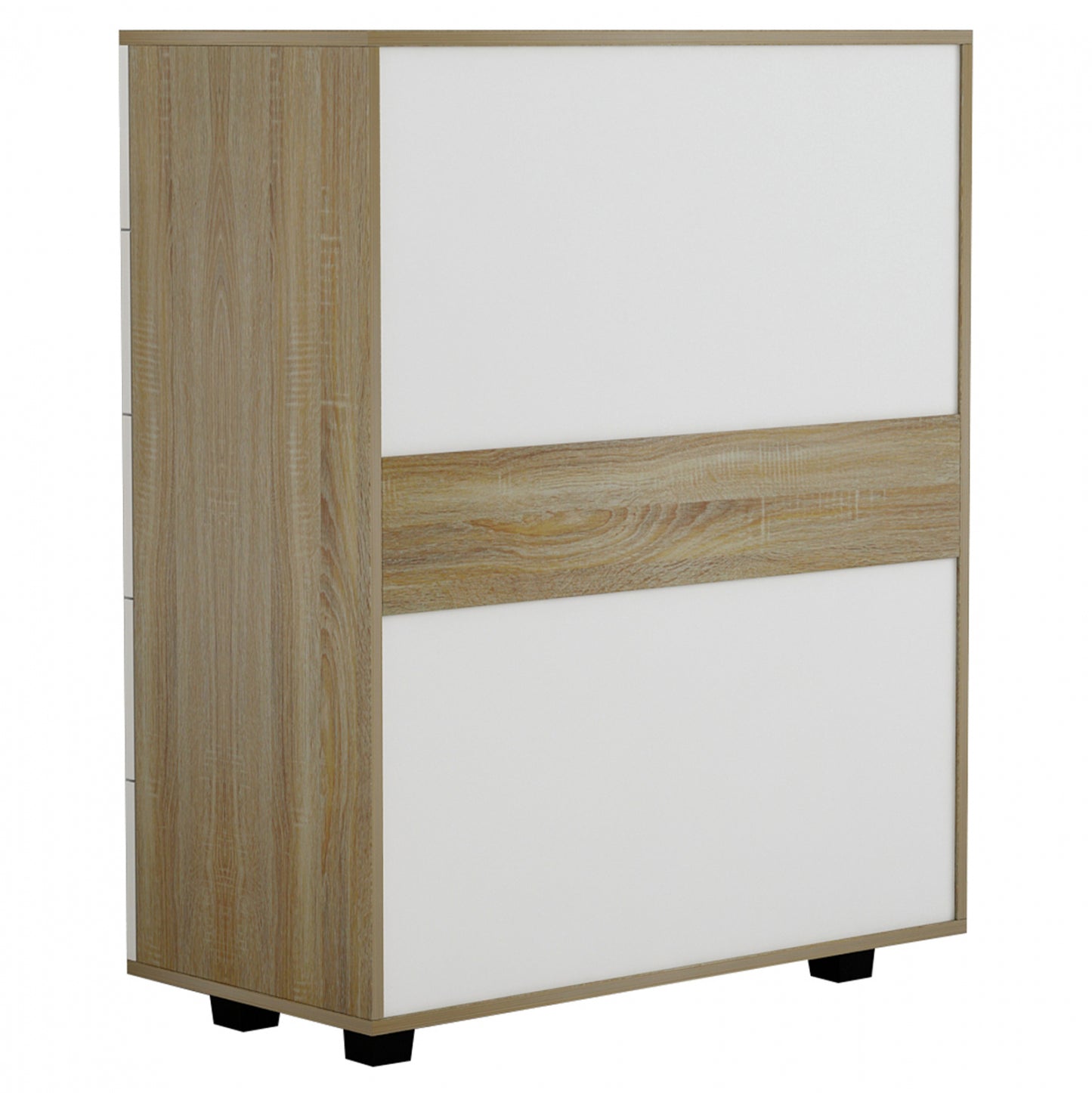 Melamine Dresser Thorg Hm8995.04 With 5 Drawers Sonama-white 80Χ40Χ100h Cm.