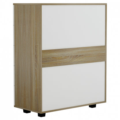 Melamine Dresser Thorg Hm8995.04 With 5 Drawers Sonama-white 80Χ40Χ100h Cm.