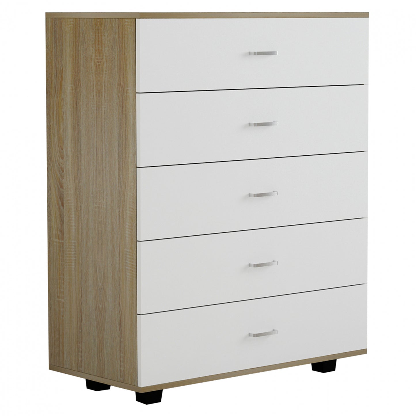 Melamine Dresser Thorg Hm8995.04 With 5 Drawers Sonama-white 80Χ40Χ100h Cm.