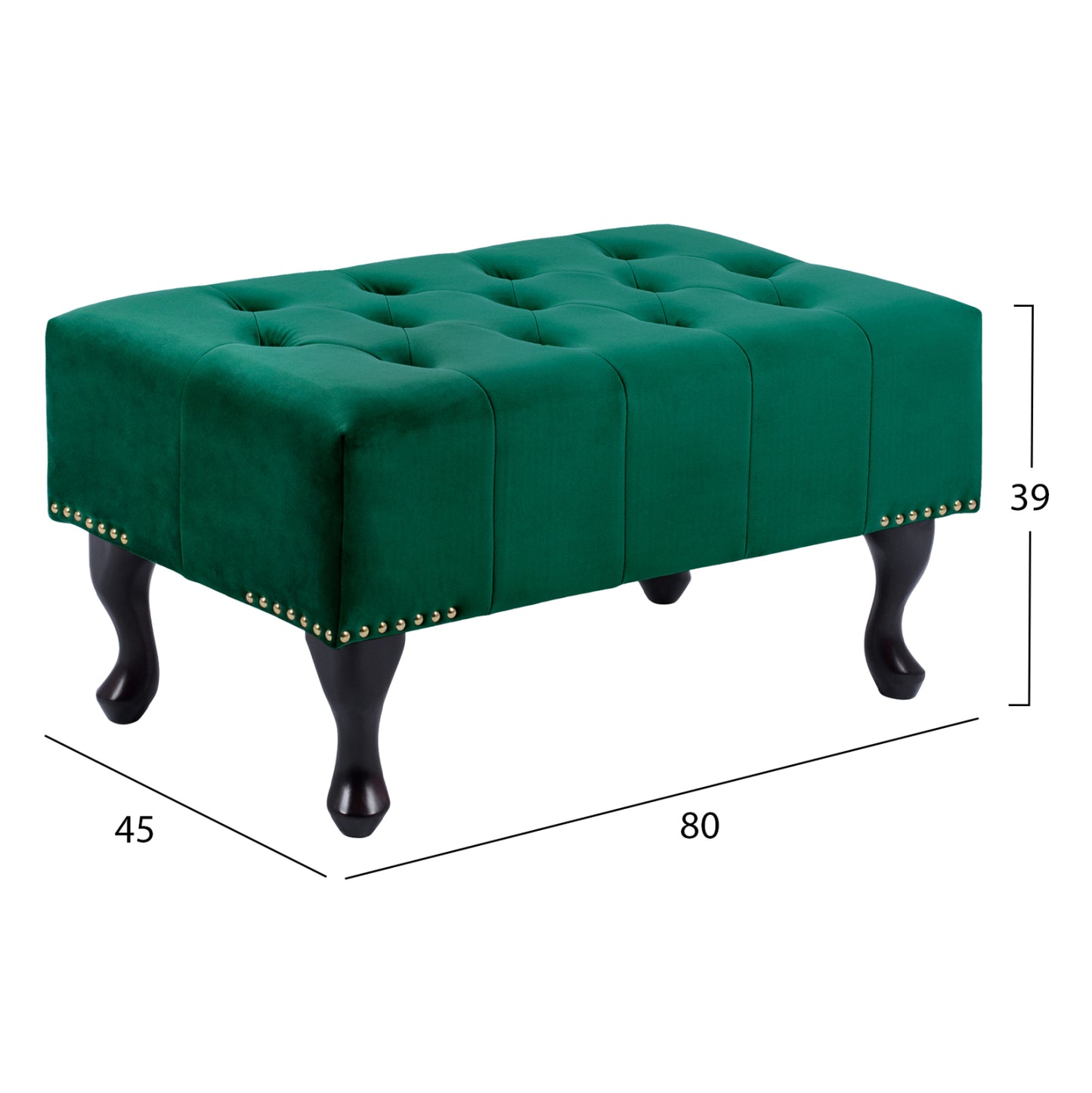 Piano Stool T.chesterfield Emma Hm226.03 Cypress Green Velvet-black Legs 80x45x40hcm.