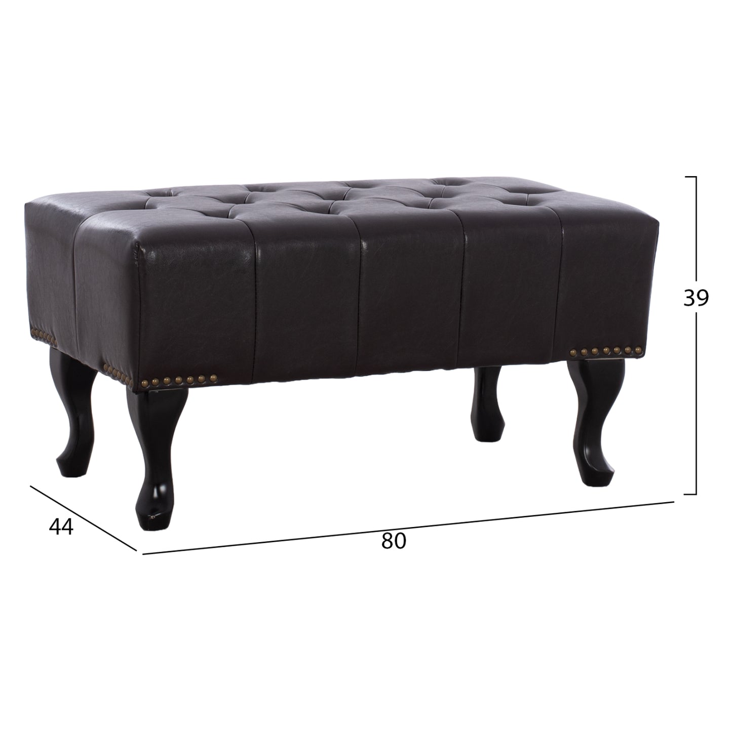 Piano Stool T.chesterfield Emma Hm226.01 Pu Dark Brown 80x44x39hcm