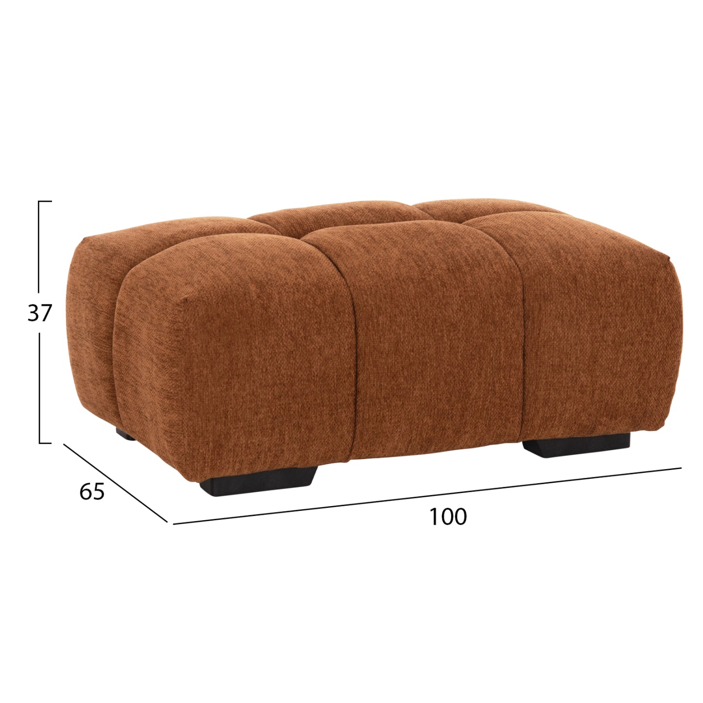 Foot Stool Coven Hm3342.02 Brick Red Fabric 100x65x37hcm.